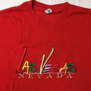 vintage Las Vegas Shirt Mens XXL Red Nevada Embroidered Short Sleeve
